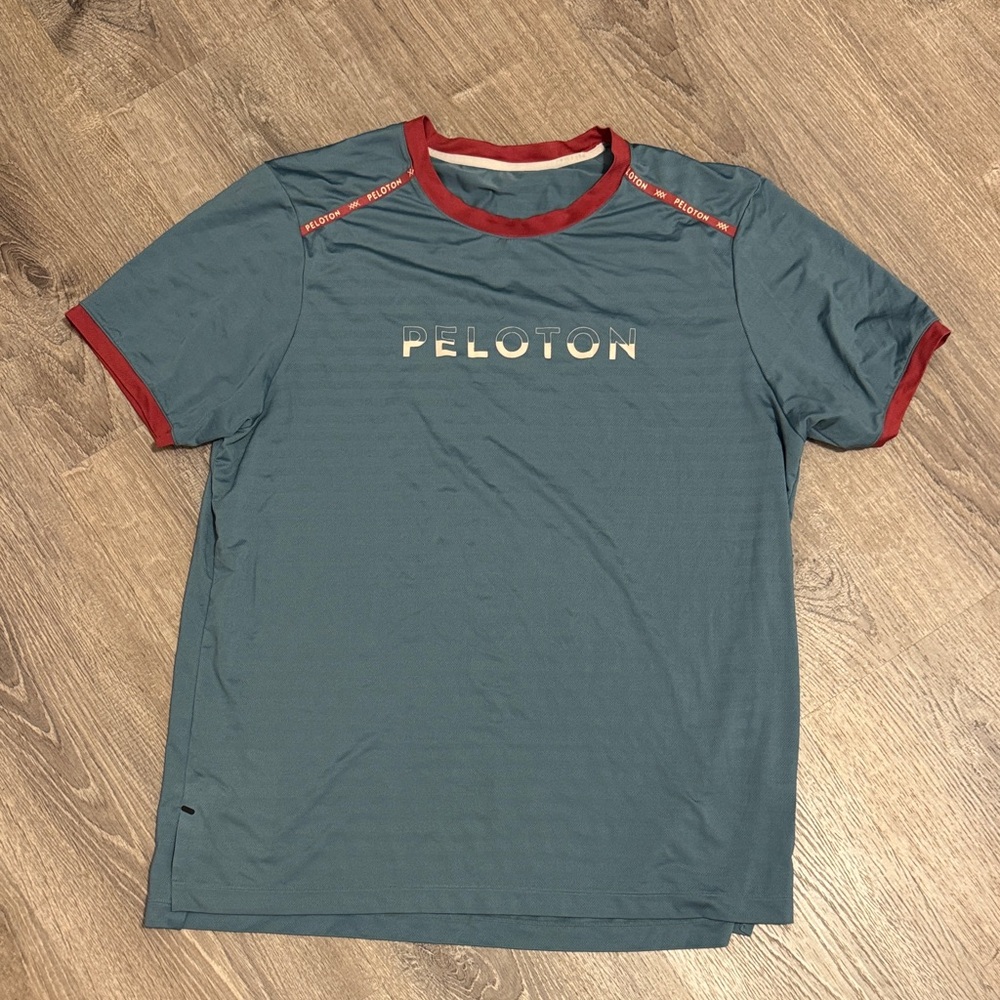 RHONE Peloton Men's Teal and Red Short Sleeve Tee